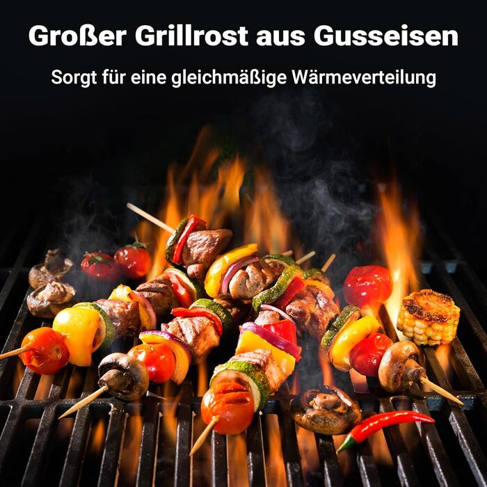 Решітка для гриля Wiltec з чавуну 29 x 38 см, підходить для вугільного та газового гриля, для приготування барбекю, емальована, квадратна