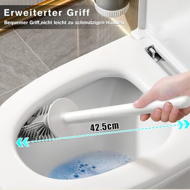 Силіконова щітка для унітазу MOPUP з тримачем, без свердління, швидковисихаюча, витокозахисна (біла)