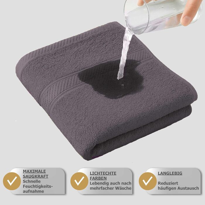 Набір м'яких махрових рушників Class Home Collection Ftee, 100% бавовна, антрацит, 30x50 см, 10 шт.