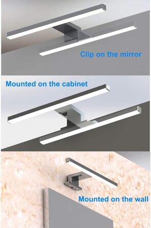 Azhien LED Mirror Light Bathroom 10W 820LM Neutral White 4000K, Slim 14mm Width 3in1 Mounting IP44 230V Wall Light Mirror Lamp 600mm, Flicker-Free Bathroom Vanity Mirror Lights (30cm)