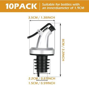 Наливник для пляшок з нержавіючої сталі Abeillo - для вина, олії, лікеру, оливкової олії (10 шт.)