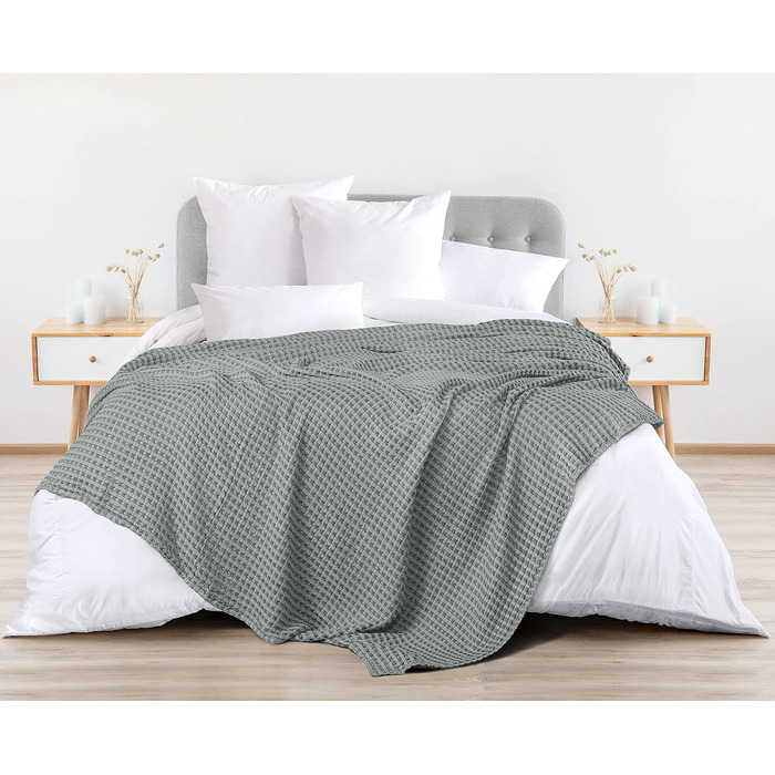 Ковдра Baumwoll Waffeldecke Utopia Bedding з бавовни, 300 GSM, 152x127 см, м'яка, легка, дихаюча, для всіх сезонів (304x304 см, Куль Грау)