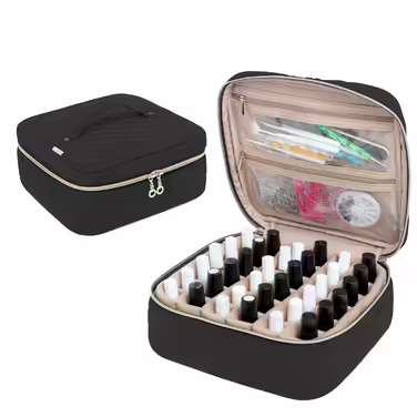 Yarwo Nail Polish Storage Bag for 36 Bottles (up to 15ml), Cosmetic Bag for Nail Polish Organizer, Nail Polish Bag for Transport and Storage, Black (PATENT PENDING)