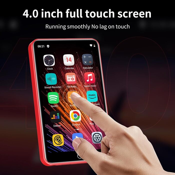 MP3 плеєр 80GB ZAQE з Wi-Fi, Bluetooth, Spotify, Android 13, сенсорний екран 4