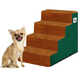 NAMSAN Dog Stairs 3-Step Pet Ladder, Easy Assembly, Cat Stairs with Washable Cover for Sofa, 42 x 40 x 31cm (4 Steps-Brown)