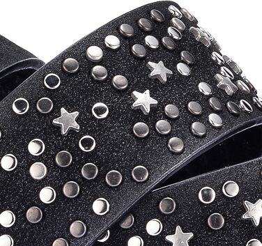 Жіночий шкіряний ремінь Stern з шипами, широкий ремінь для джинсів, регульований, сірий колір