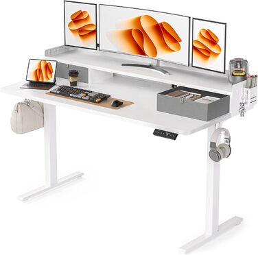 Electric Standing Desk with Drawers - 120x60cm Adjustable Height Desk for Home Office & DIY Pegboard