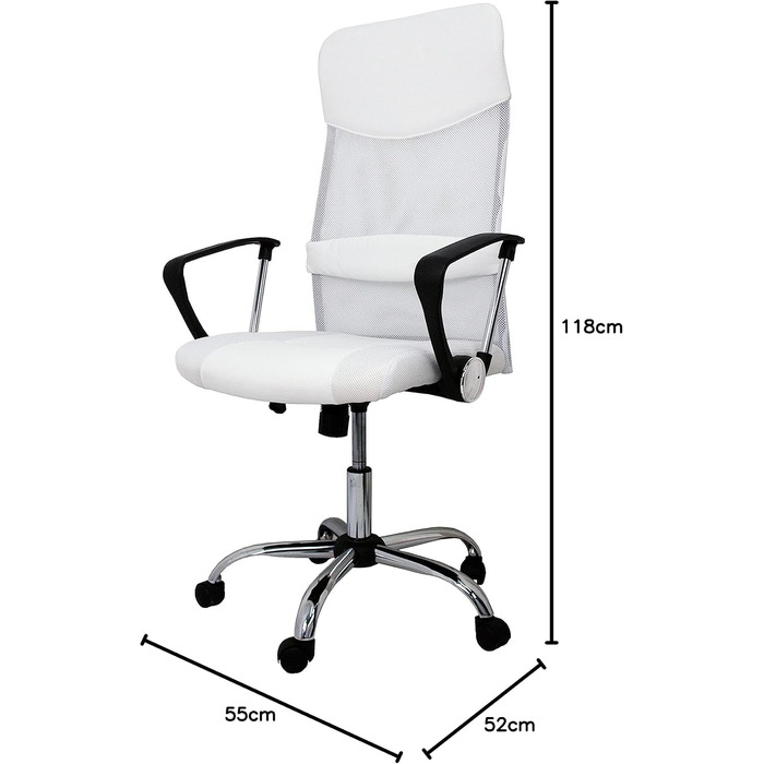 Офісний стілець La Silla Española Santander з підголівником, білий, поліестер, 52x55x118 см