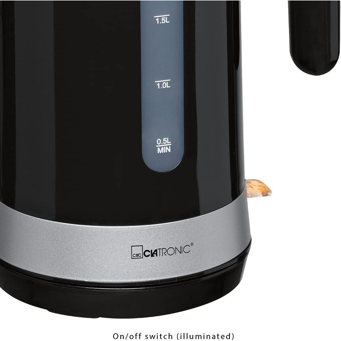 Електричний чайник Clatronic WK 3837: скляний, 1.7 л, BPA free, з підсвічуванням, для дому