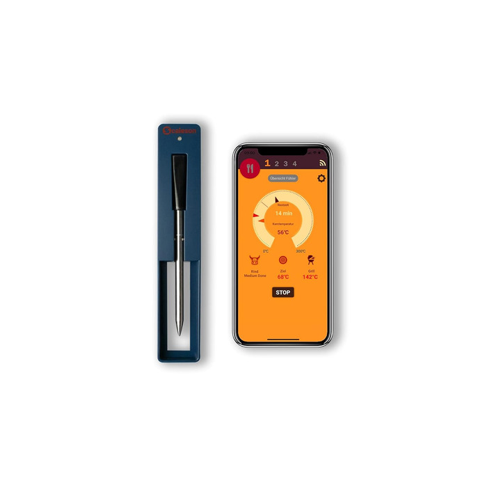 Термометр для гриля та м'яса SCALESON S410 бездротовий з підключенням до застосунку, радіус дії 10 метрів, швидка зарядка за 5 хвилин