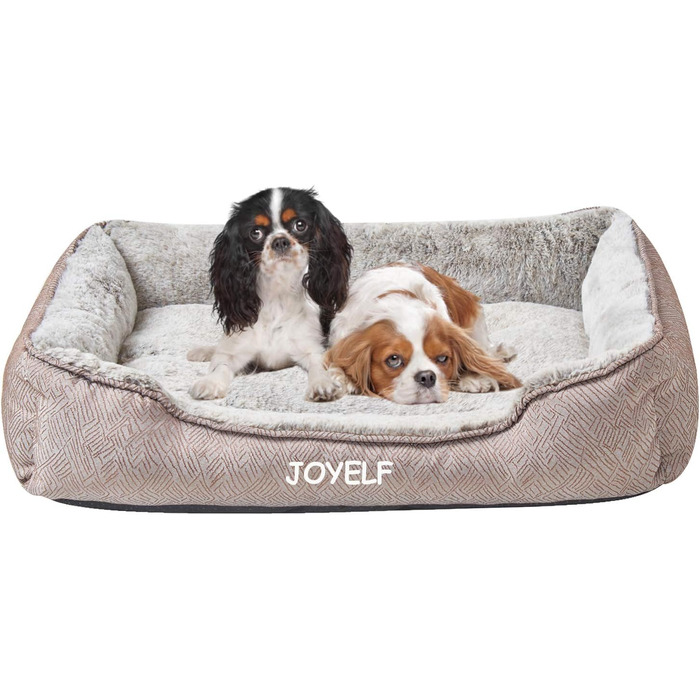 Крісло-лежанка для собак та котів Joyelf, миюче, заспокійливе, анти-стрес, м'яке, плюшеве, для цуценят, кошенят та маленьких собак, прямокутне (81x58 см, колір кава)