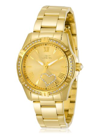 Жіночий кварцовий годинник Invicta Angel золотого кольору, сталь, 34мм