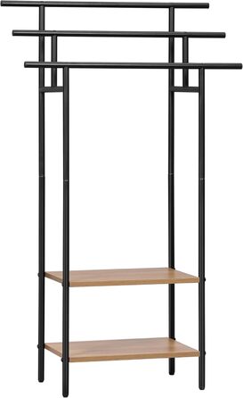 Стійка для рушників EUGAD з 3 полицями, чорна, з металу та ДСП, для рушників та одягу