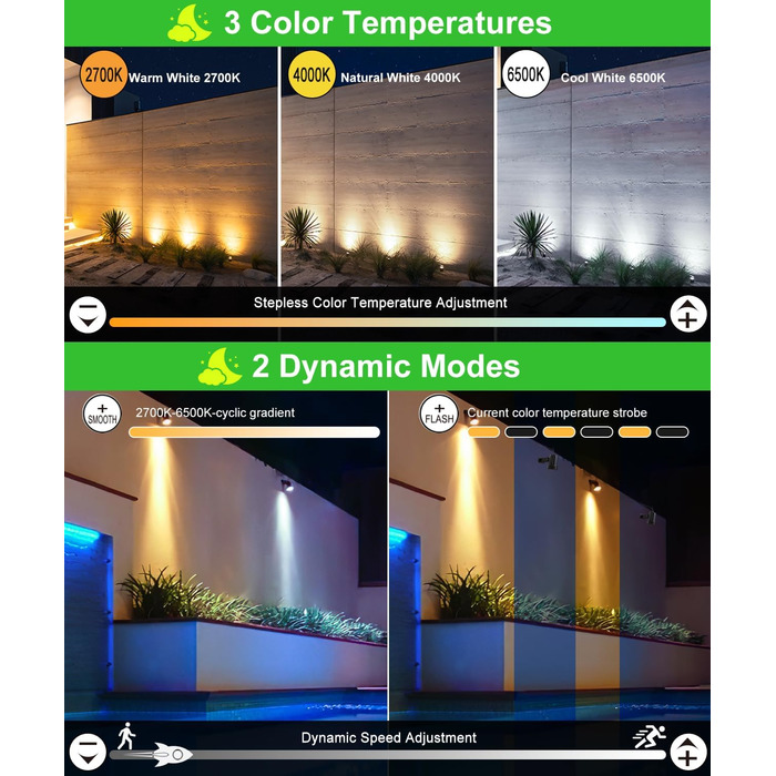 CLY Solar Lamps for Outdoors, Solar Spotlights Garden Light with Remote Control IP66 Waterproof 10 Colors 30 Dynamic Modes Timer Garden Lighting for Gardens Path Christmas Decoration 6 Pieces (Warm White/Natural/Cold White, 6 Pieces)