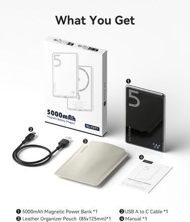 Power Bank Ultra Slim MagSafe 5000mAh PD20W для iPhone: захисний кейс з магнітним кріпленням (Чорний)