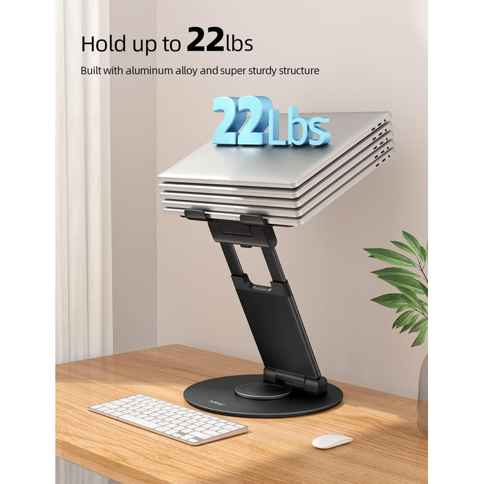 Adjustable Laptop Stand - 360° Swivel Base - Holds 10-17