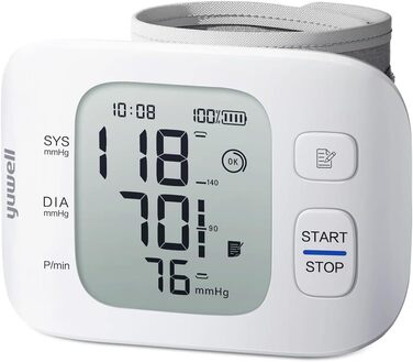 Тонометр Yuwell YE8800CR на зап'ясті, акумуляторний, для дому, з виявленням аритмії, з чохлом та USB-кабелем