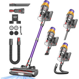 Акумуляторний пилосос SICBCGB 48000Pa/550W/70хв, 2.0L з HD-дисплеєм, антизаплутувальною щіткою, док-станцією, 11-шаровою фільтрацією для шерсті тварин та авто (фіолетовий)