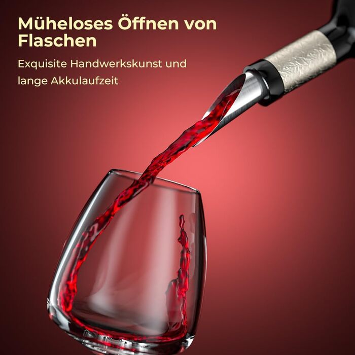 Електричний відкривачка для вина GHB 6-в-1 з USB-зарядкою, зрізач фольги, виливає вино та вакуумний затвор. Подарунок для поціновувачів вина