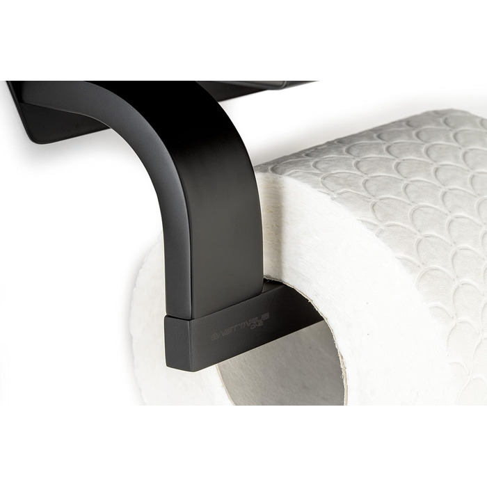 Sagittarius One 160S1 Stainless Steel Toilet Paper Holder with Shelf - Matte Black | Phone Shelf | WC Paper Holder | Toilet Paper Dispenser