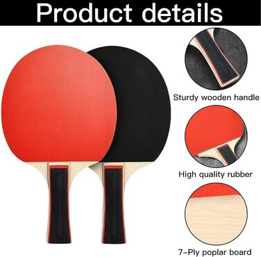 Набір для настільного тенісу Binnan: 2 ракетки та 3 м'ячі з сумкою. Підходить для початківців, сім'ї та професіоналів