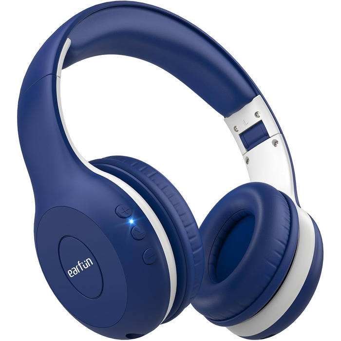 Бездротові навушники EarFun для дітей Bluetooth, регулювання гучності 85/94 дБ, Hi-Fi звук, HD-мікрофон, 40 годин роботи акумулятора, складні, регульовані, для школи/подорожей, блакитний