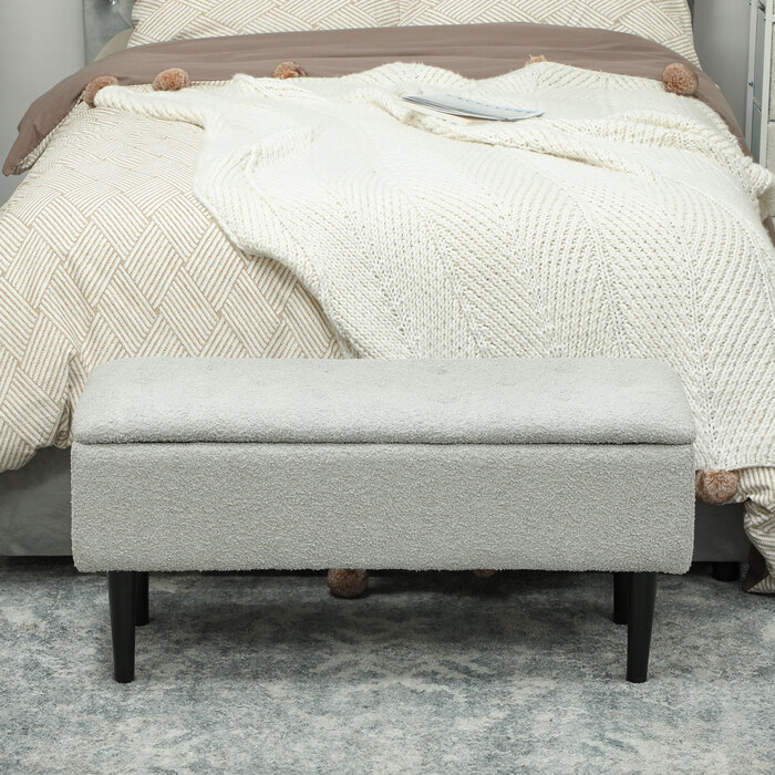 HOMCOM Лавка з місцем для зберігання, до 120 кг, оксамитова текстура, 95x38x45 см, сірого кольору