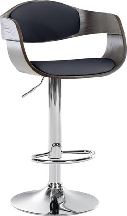 Kingston Adjustable Bar Stool with Faux Leather Seat - Black/Gray