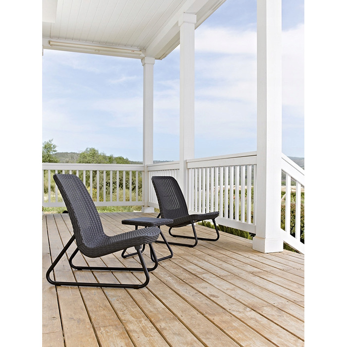 Комплект садових меблів Keter Rio Patio Set для 2 осіб: крісла та столик, антрацит