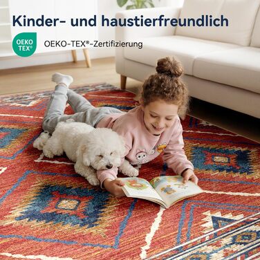 Килимок-довгий килим для коридору, кухні, з антиковзаючою основою, коротким ворсом, пральний, складаний, у стилі бохо – для коридору, кухні, вітальні та офісу, чорно-білий (60 x 240 см, червоний)