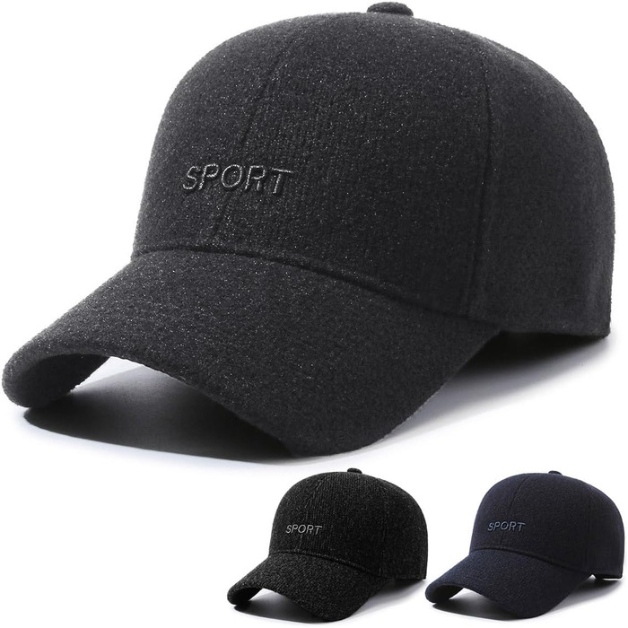 Кепка бейсболка чоловіча YAMEE зимова з відкидним навушником, тепла шапка-кепка на осінь/зиму, універсальний розмір (2245/Сірий)