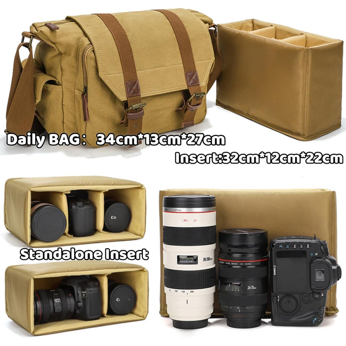 Сумка для фотоапарата DSLR Canvas Messenger BG507 (Хакі) 34x13x27 см