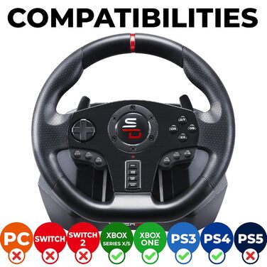 Руль для гонок Superdrive Gs850-X з ручним перемиканням передач, 3 педалі, пелюстки перемикання для Xbox Series X/S, PS4, Xbox One (програмований для всіх ігор)