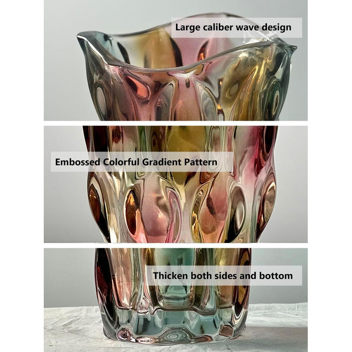 Велика скляна ваза для квітів, декор, подарунок для жінки, сучасний дизайн, ваза для мами