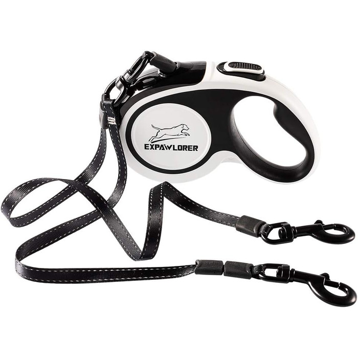 EXPAWLORER Подвійна висувна собача шлейка - подвійний намотування, блокування, до 72.6 кг загальної ваги, 36.3 кг