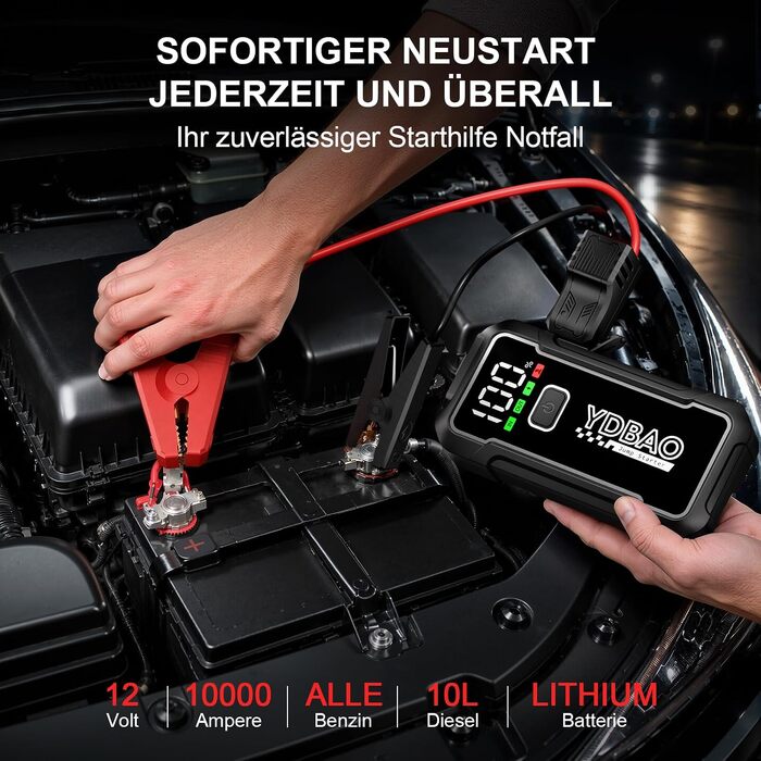 Бустер для автомобіля Starthilfe Powerbank 10000A для 12V авто, пусковий пристрій 9188DE