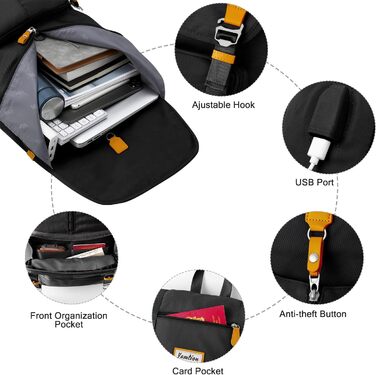 Рюкзак для ноутбука YAMTION для чоловіків, підходить для школи, університету, роботи та подорожей. USB-порт, відділення для ноутбука 17 дюймів.