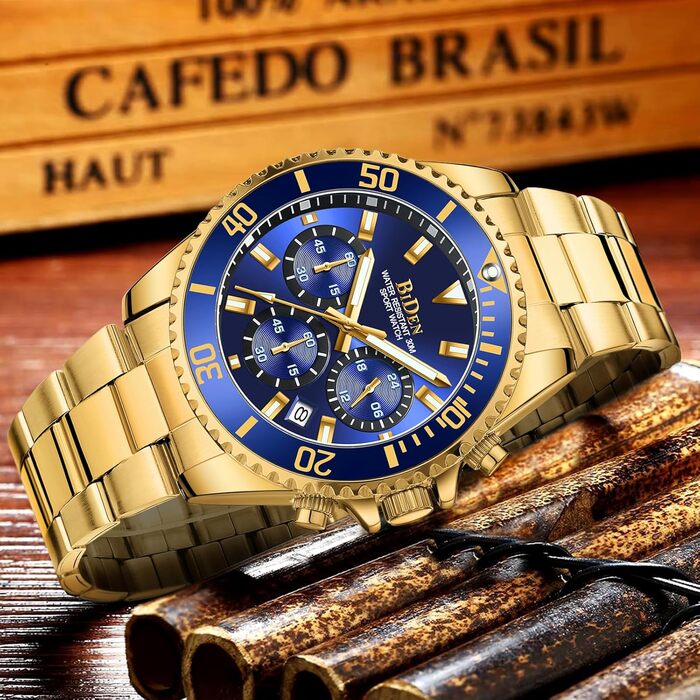 Годинник чоловічий Biden BIDEN-0163, аналоговий, кварцовий з металевим браслетом (блакитний)