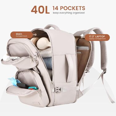 LOVEVOOK Рюкзак для ручної поклажі в літак 40L, жіночий великий, 17.3