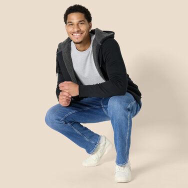 Спортивна худі Aazon Essentials для чоловіків з флісовою підкладкою та блискавкою, колір морської хвилі (XS, вицвілий чорний)