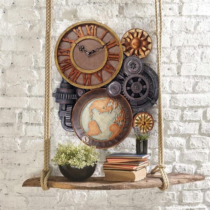 Design Toscano Sculptural Wall Clock, Dimensions: 5 x 15 x 44.5 cm (Gear Clock)