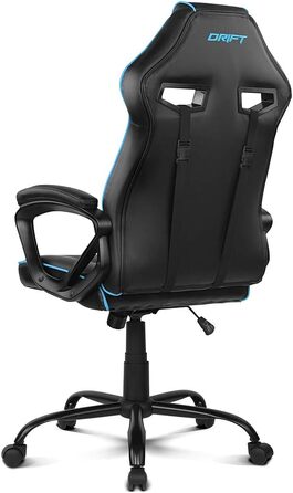Ігрове крісло DRIFT GAMING DR50 (DR50BL) професійне, регулювання висоти, гойдання, м'які підлокітники, штучна шкіра, чорно-синє, 67x122-131x67 см