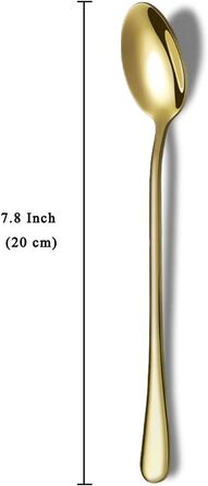 Набір ложок HOMQUEN з довгим руків'ям (8 шт.) - кавові, для коктейлів, чайні, з нержавіючої сталі (сріблясті)