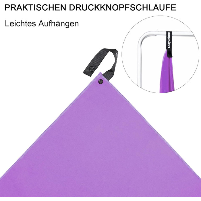 Набір рушників Leeyunbee з мікрофібри (2 шт.) - 160x80 см + 80x40 см, швидковисихаючі, для спорту, подорожей, пляжу (фіолетовий)