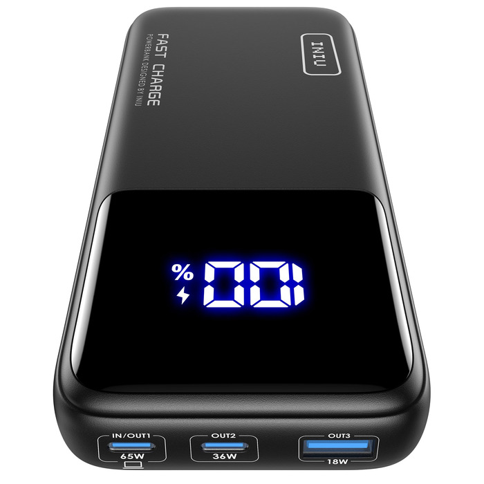 Повербанк INIU 65W 20000mAh для ноутбуків та смартфонів, швидка зарядка USB-C для MacBook, Steam Deck, iPhone, Samsung, iPad