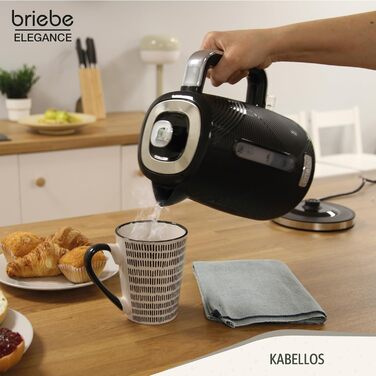 Набір для сніданку: тостер на 2 підсмажування, 7 рівнів підсмажування та бездротовий чайник 1,7 л, 2200 Вт, чорний, BPA-free, сучасний дизайн