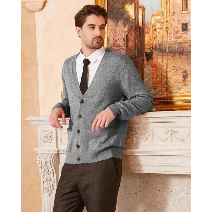 Чоловічий кардиган Kallspin з вовняної суміші, сірий, розмір L