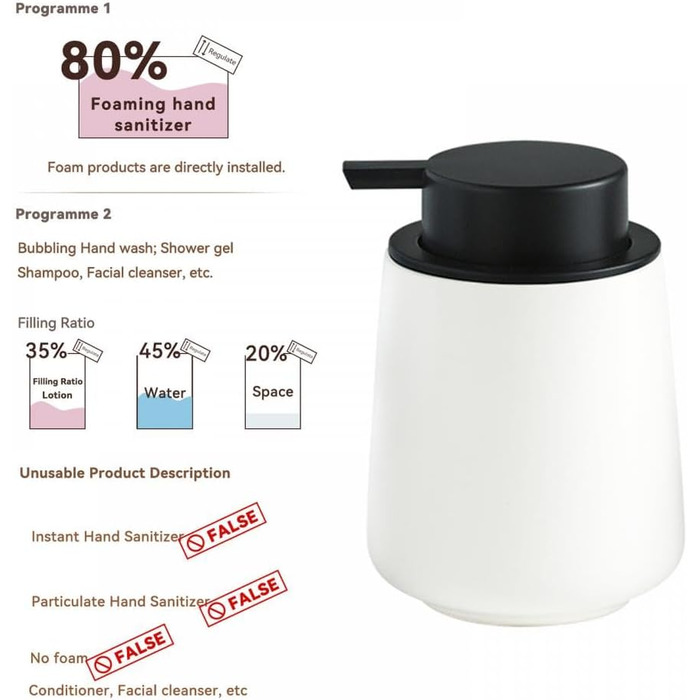 Дозатор для мила XUDREZ, 380 мл, кераміка, для кухні, наповнюваний, чорний