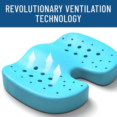 Подушка для сидіння Everlasting Comfort Ergonomic: Memory Foam для офісу, авто та дому. Ергономічна подушка на офісний стілець та автокрісло, знімний чохол, нековзна основа (з чорним гелем).