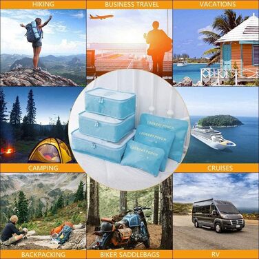 Органайзер для валізи Vicloon 8-в-1: набір для подорожей, водонепроникні сумки для одягу, взуття та косметики (колір: корейський блакитний)